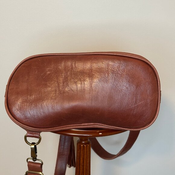 Bali Elf Women's Convertible Leather Backpack Bucket Bag Brown Checkerboard - Picture 4 of 7